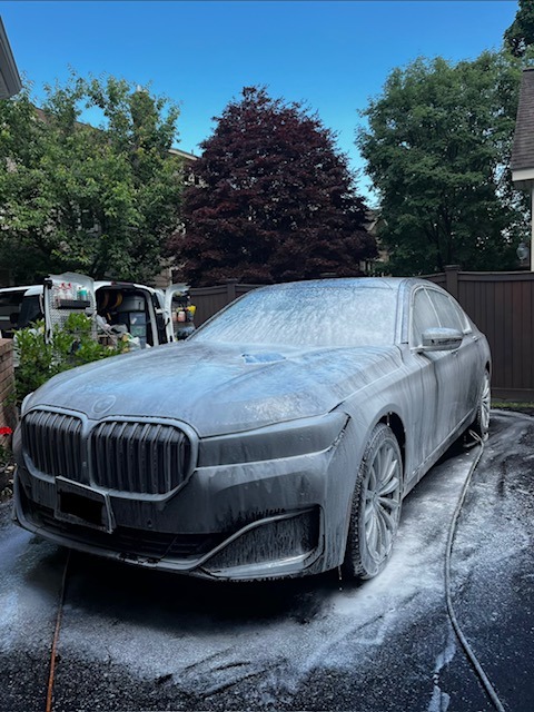 BMW 7 Series during its foam bath