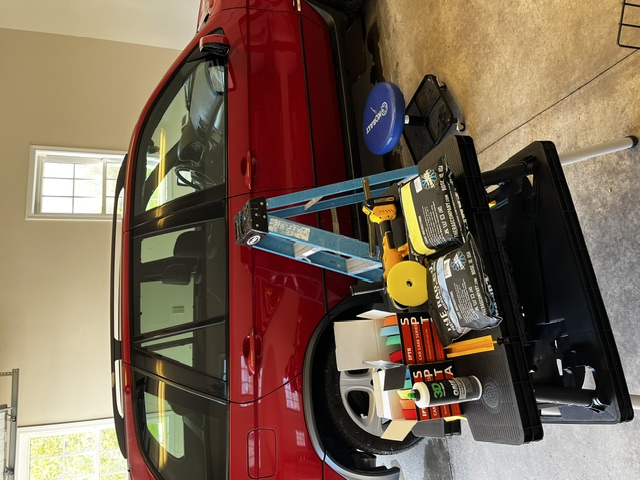 BMW with detailing supplies