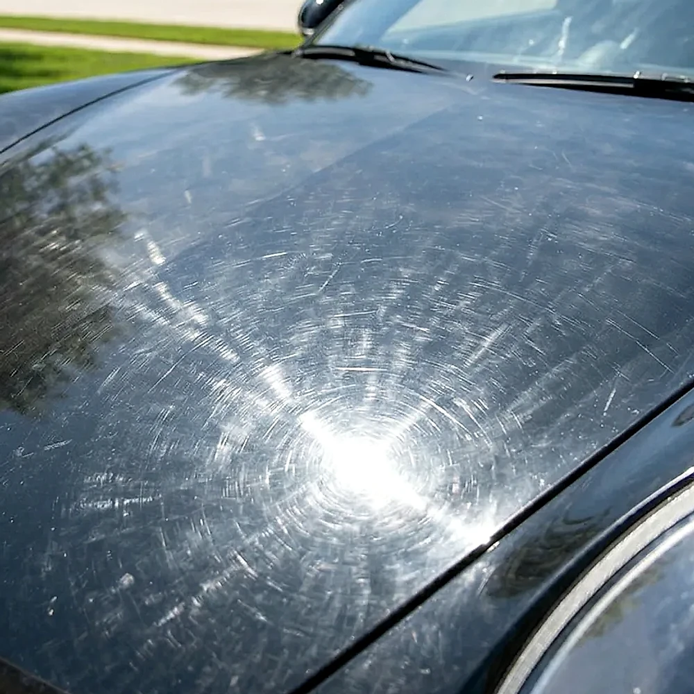 Swirled hood before detailing